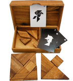 Logic Tangram Set with Play Cards Wooden Puzzle Game