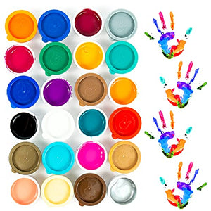 Horizon Group USA Finger Paint, 24 Pack, Safe & Non-Toxic Washable Finger Paint, Resealable Jars of Finger Paint in 24, Washes Off with Soap & Water, Perfect for Creative Sensory Play, Multi