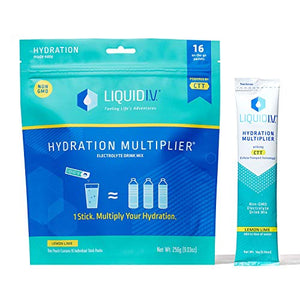 Liquid I.V. Hydration Multiplier - Lemon Lime - Hydration Powder Packets | Electrolyte Supplement Drink Mix | Low Sugar | Easy Open Single-Serving Stick | Non-GMO (Lemon Lime/16 Count)