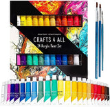 Crafts 4 All Acrylic Paint Set - 24-Pack of 12mL Art Paints for Canvas, Painting Decorations, Wood, Ceramics and Fabrics - Craft Painting Supplies for Beginners and Professional Artists