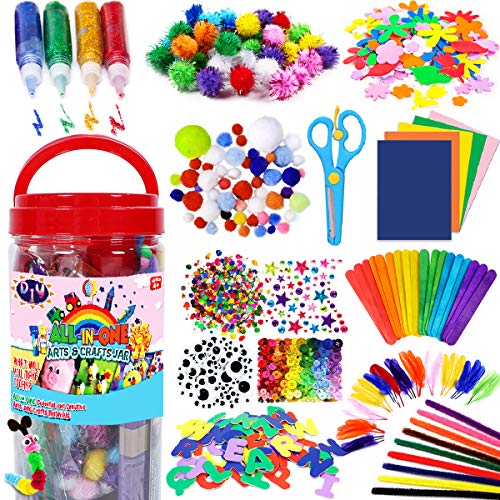 FUNZBO Arts and Crafts Supplies for Kids - Craft Kits for Kids with Construction Paper & Craft Tools, Girls Toys, DIY School Craft Project, Crafts for Kids Age 4-8, 4 Year Old Girl Birthday Gifts