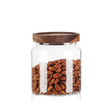 Labina Glass Storage Container Airtight Food Jars Kitchen Canister with Wood Lids, 20 Oz Wide Mouth Pantry Organization Glass Jar for Flour, Sugar, Cookie, Spagetti, Nuts and Candy