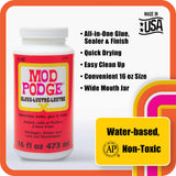 Mod Podge Complete Decoupage Kit-Two 16oz Bottles Waterbase Sealer/Glue (Matte Gloss Finish) with 4-pk Foam Brush Set, Clear