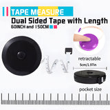 Tape Measure, Measuring Tape for Body Measurements Retractable, Tailor Sewing Medical Craft Cloth Fabric, Flexible Small Pocket Kid Size, 60-inch 1.5 Meter
