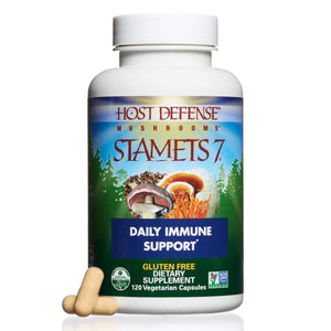 Host Defense - Stamets 7 Multi Mushroom Capsules, Supports Overall Immunity by Promoting Respiration and Digestion with Lion's Mane, Reishi, and Cordyceps, Non-GMO, Vegan, Organic, 120 Count